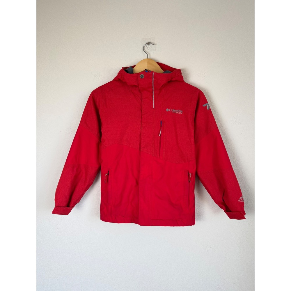 Columbia Kids Titanium Omni-Heat Ski Jacket S 8 Red Insulated Hooded Winter Coat